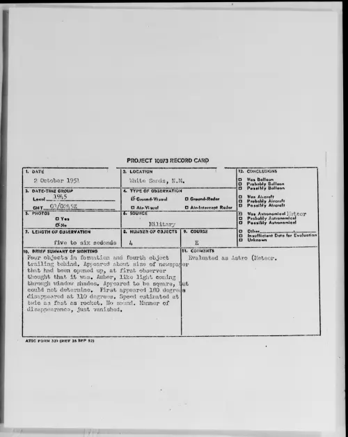 First page of White Sands, N.M., October 1951