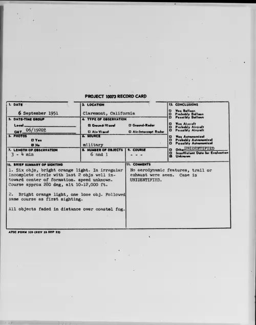 First page of Claremont, California, September 1951