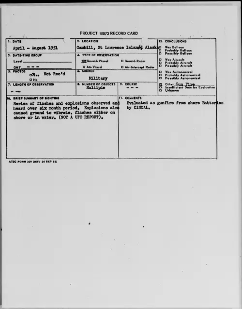 First page of Gambill, St Lawrence Island, Alaska, April 1951