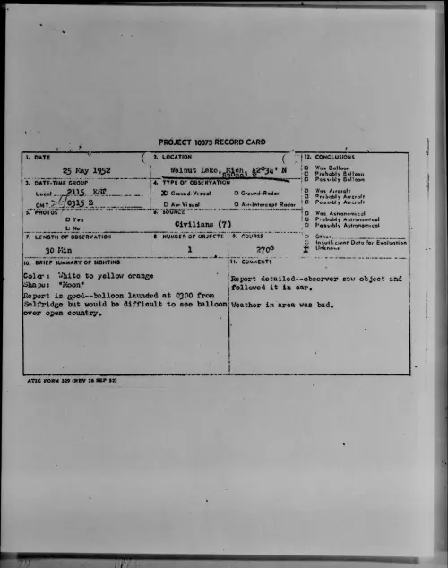 First page of Walnut Lake, Mich, 42dgr34'N 83dgr20'W, May 1952