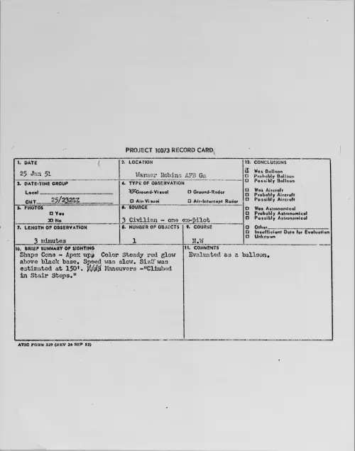 First page of Warner Robins AFB Ga, January 1951