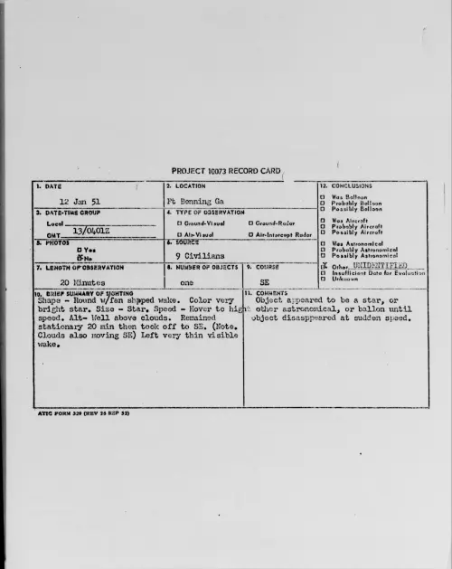 First page of Ft Benning Ga, January 1951