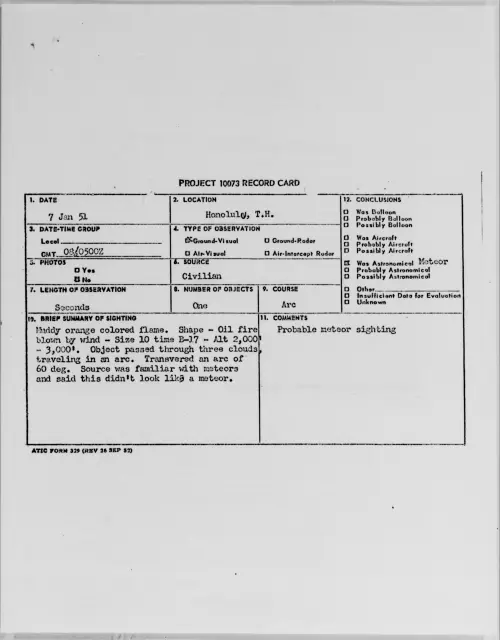 First page of Honolulu, T.H., January 1951