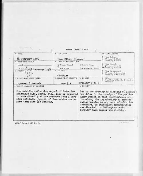First page of 1955.02 - 6969024 - near Milan, Missouri
