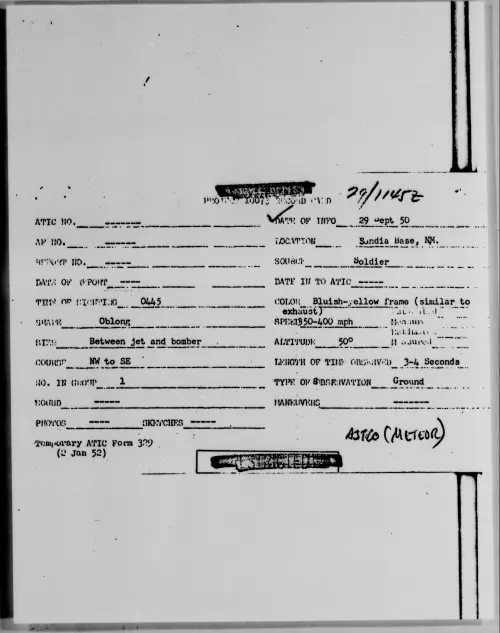 First page of Sandia Base, NM., September 1950