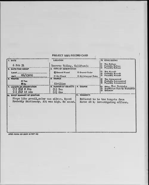 First page of Lucerne Valley, California, February 1951