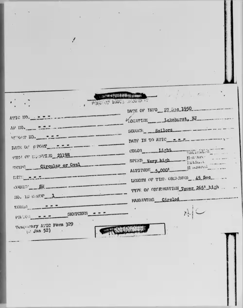 First page of Lakehurst, NJ, December 1950