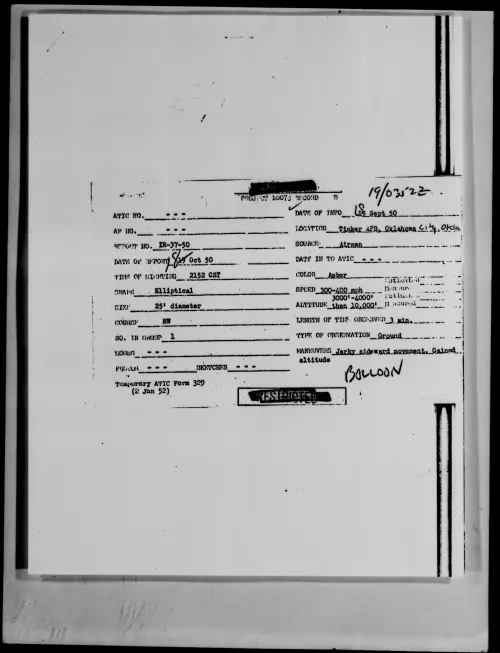 First page of Tinker AFB, Oklahoma City, Okla., September 1950