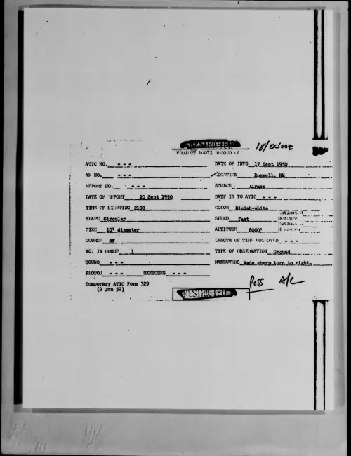 First page of Roswell, NM, September 1950