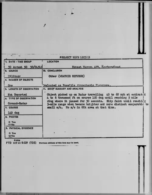 First page of Ernest Harmon AFB, Newfoundland, August 1950