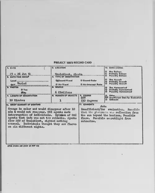 First page of Unalakleet, Alaska, January 1951