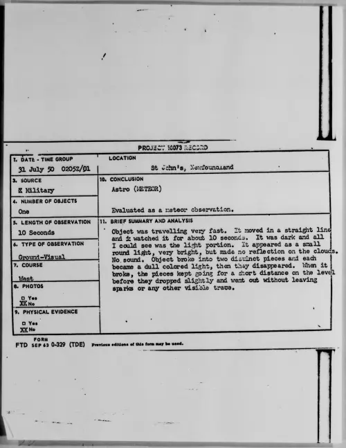 First page of St. John's, Newfoundland, July 1950