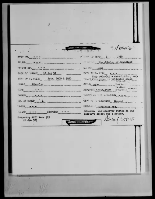 First page of St. John's, Newfoundland, [ILLEGIBLE] 1950