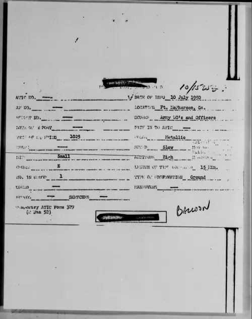 First page of Ft. McPherson, Ga., July 1950