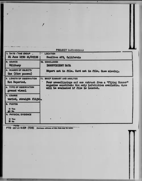 First page of Hamilton AFB, California, June 1950