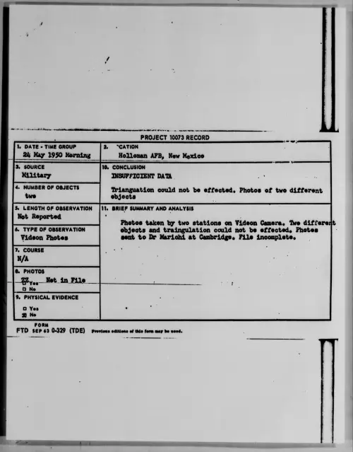 First page of Holloman AFB, New Mexico, May 1950