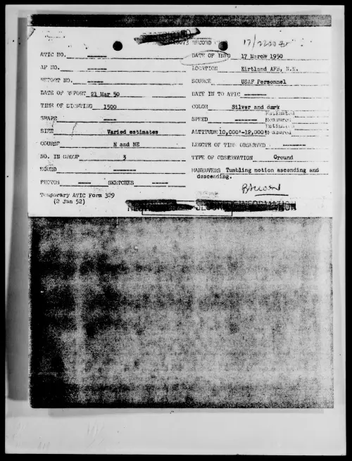 First page of Kirtland AFB, N.M., March 1950