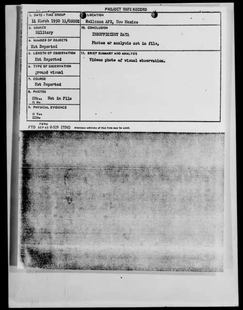 First page of Holloman AFB, New Mexico, March 1950