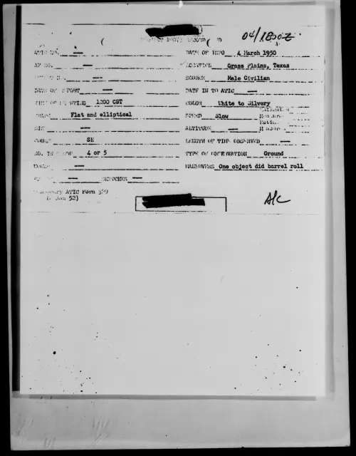 First page of Grass Plains, Texas, March 1950