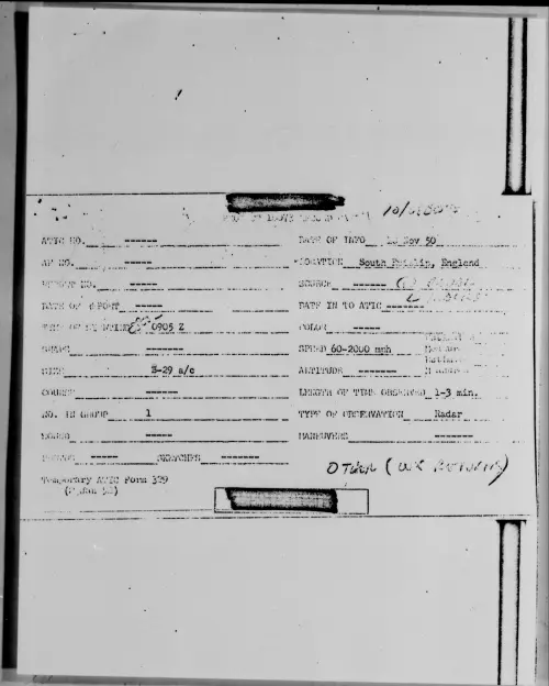 First page of South Ruislip, England, November 1950