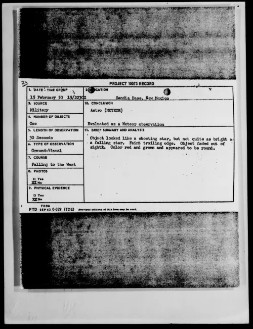 First page of Sandia Base, New Mexico, February 1950