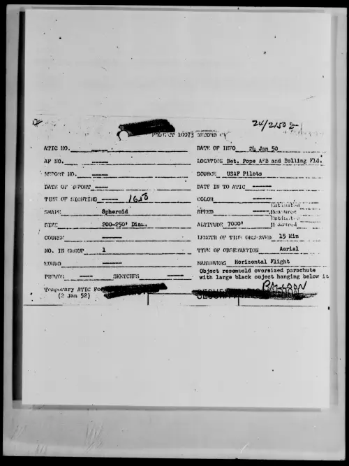 First page of Bet. Pope AFB and Bolling Fld., January 1950