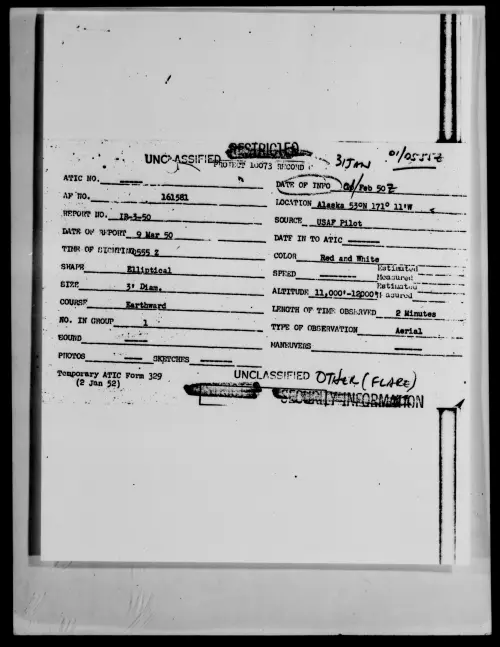 First page of Alaska 53 Deg N 171 Deg 11'W, February 1950
