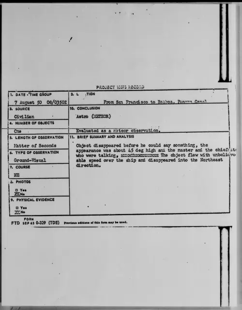 First page of From San Franciso To Balhoa, Panama Canal, August 1950