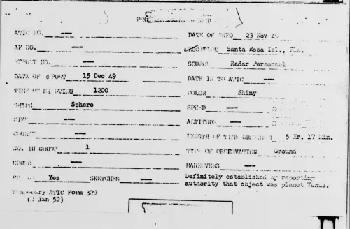First page of Santa Rosa Isl., Fla., November 1949