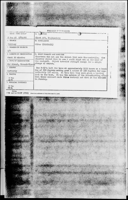 First page of Clark AFB, Philippines, September 1949