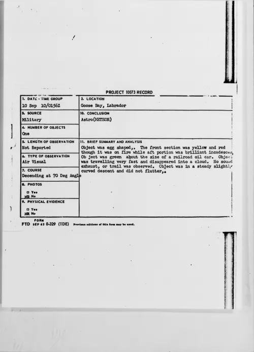First page of Goose Bay, Labrador, September 1949