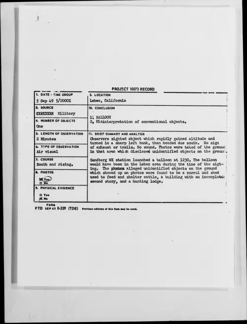 First page of Lebec, California, September 1949