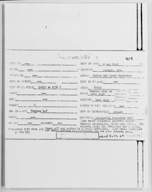 First page of Medford, Ore., August 1949 - Incident Number: 419