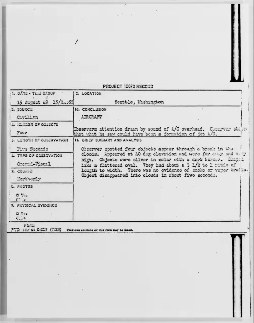 First page of Seattle, Washington, August 1949