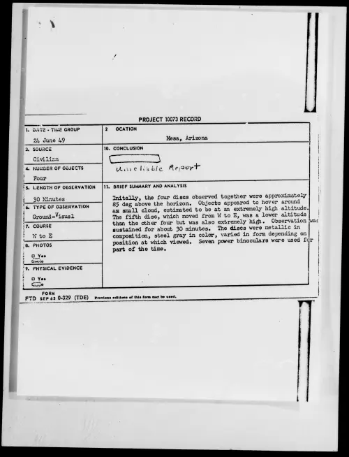 First page of Mesa, Arizona, June 1949