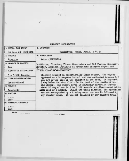 First page of Pennsylvania, Ohio, June 1949