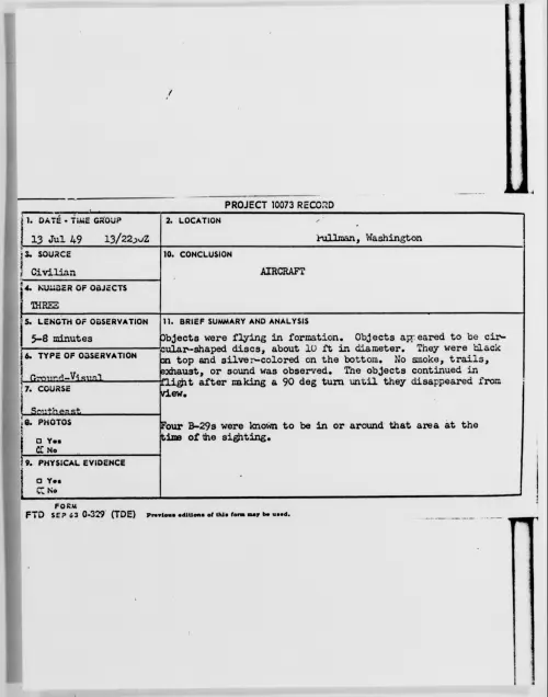 First page of Pullman, Washington, July 1949
