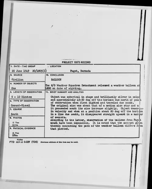 First page of Paget, Bermuda, June 1949