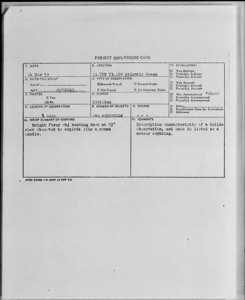 First page of 1959.11 - 6966028 - 11.55N 73.15W Atlantic Ocean