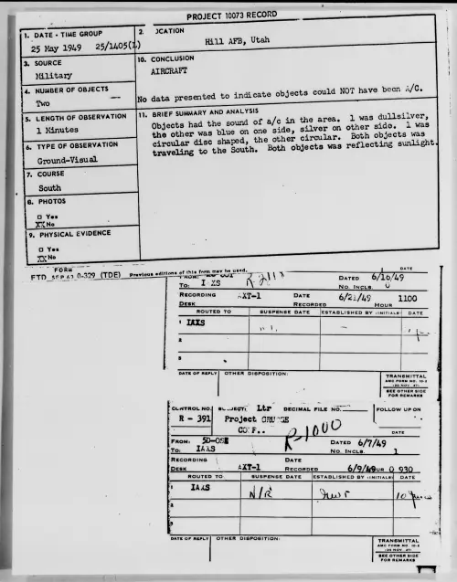 First page of Hill AFB, Utah, May 1949