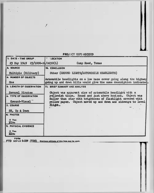 First page of Camp Hood, Texas, May 1949