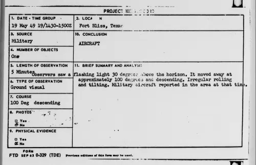 First page of Fort Bliss, Texas, May 1949