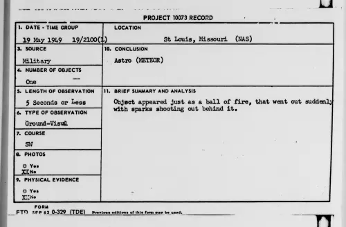 First page of St Louis, Missouri (NAS), May 1949
