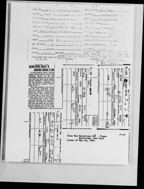 First page of Tucson, Arizona, May 1949 - Incident Number: 337