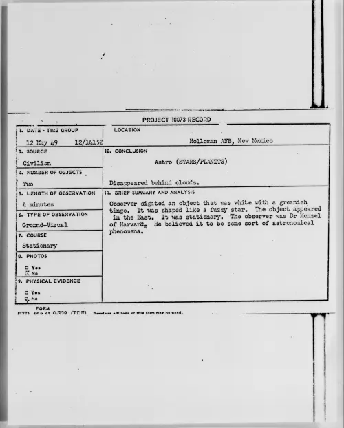 First page of Holloman AFB, New Mexico, May 1949
