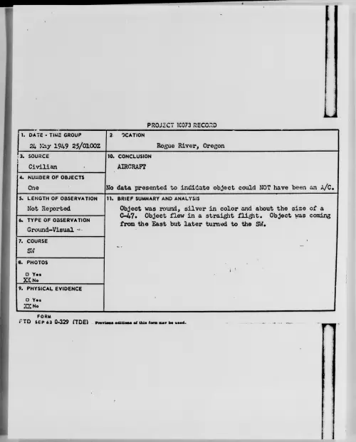 First page of Rogue River, Oregon, May 1949