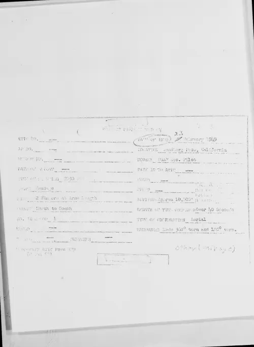 First page of Sandberg Pass, California, February 1949 - Incident Number: [Illegible]