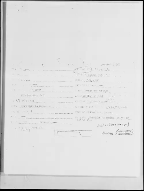 First page of Sandia Base, N.M., February 1949 - Incident Number: [Illegible]