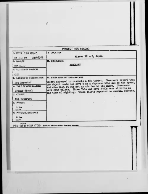 First page of Misawa AFB, Japan, August 1949
