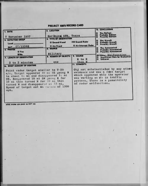 First page of 1957.11 - 6781362 - Harlingen AFB, Texas
